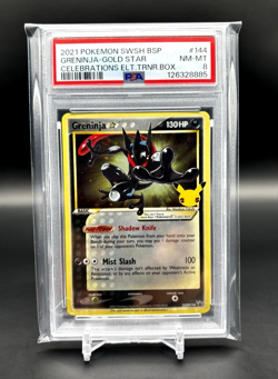 2021 POKEMON SWSH BLACK STAR PROMO #144 GRENINJA-GOLD STAR PSA 8 - Image 1