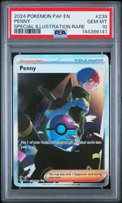 2024 POKEMON PAF EN-PALDEAN FATES SPECIAL ILLUSTRATION RARE #239 PENNY PSA 10 - Image 1