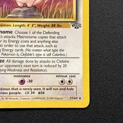 Clefable 17/64 Jungle Non-Hil Vintage Pokemon Card WOTC Near Mint NM - Image 5