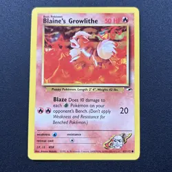 Blaine's Growlithe 62/132 Gym Heroes Non-Holo Pokemon Card Wizards Near Mint NM - Image 1