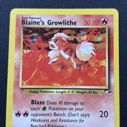 Blaine's Growlithe 62/132 Gym Heroes Non-Holo Pokemon Card Wizards Near Mint NM - Image 2