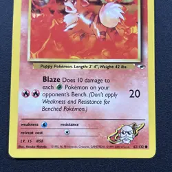 Blaine's Growlithe 62/132 Gym Heroes Non-Holo Pokemon Card Wizards Near Mint NM - Image 3