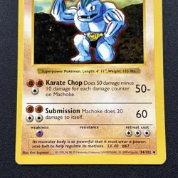 Machoke 034/102 Base Set (Shadowless) Regular Pokemon Card LP - Image 3