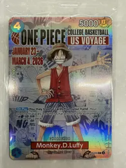 One Piece Monkey D. Luffy College Basketball US Voyage Promo Card - Image 1