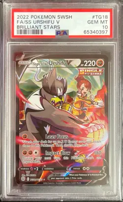 Single Strike Urshifu V TG18/TG30 GEM MINT PSA 10. Pokemon SW&SH Brilliant Stars - Image 1