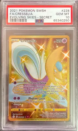 Cresselia 228/203 Secret Rare GEM MINT PSA 10. Pokemon SW&SH Evolving Skies - Image 1