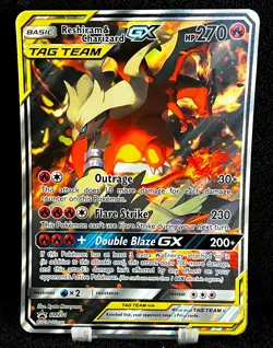2021 RESHIRAM & CHARIZARD GX TAG TEAM • JUMBO BLACK STAR PROMO • SM201 • POKEMON - Image 1
