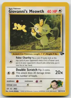 Pokemon Card Giovanni's Meowth (43) Uncommon Gym Challenge 043/132 - Image 1