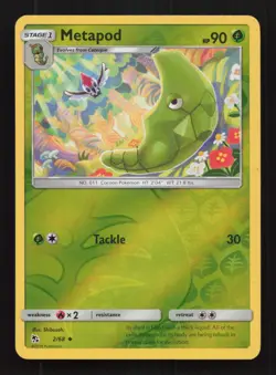 Pokemon Hidden Fates 2/68 Metapod Uncommon Reverse Holo Card NM - Image 1