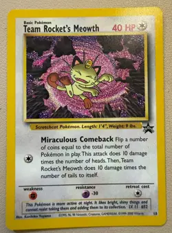 Team Rockets Meowth Black Star Promo 18 - Pokemon Card LP/NM - Image 1
