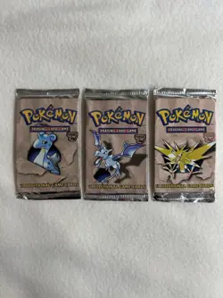 Pokemon Fossil 1999 Booster Packs Art Set Factory Sealed! 3 Light Packs! - Image 1