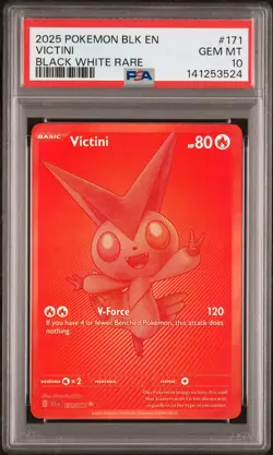 2025 POKEMON BLK EN-BLACK BOLT BLACK WHITE RARE #171 VICTINI PSA 10 - Image 1