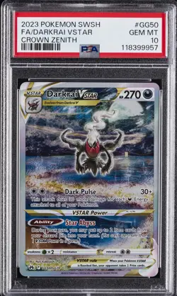 2023 POKEMON SWORD & SHIELD CROWN ZENITH #GG50 FULL ART/DARKRAI VSTAR PSA 10 - Image 1