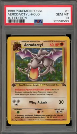 Pokemon Aerodactyl Fossil 1st Edition Holo Rare #1 PSA 10 Gem Mint - Image 1