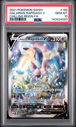 2021 POKEMON SWORD & SHIELD CHILLING REIGN FULL ART/GALARIAN RAPIDASH V PSA 10 - Image 1