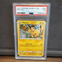 Mint Pikachu 2023 Pokemon 049/195 Snowflake Stamped Holiday Calendar PSA 7 - Image 1