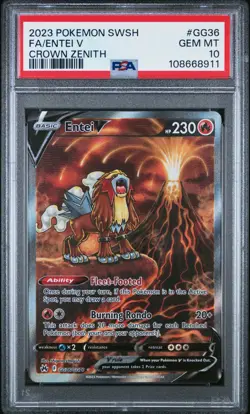 Pokemon TCG Crown Zenith Entei V Galarian Gallery GG36/GG70 PSA 10 - Image 1