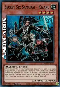 SECRET SIX SAMURAI - KIZARU (Sei Segreto) • Super R • RA03 EN017 • 1Ed • Yugioh! - Image 1