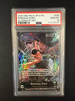 2025 One Piece Roronoa Zoro OP12-020 Alternate Art PSA 10 - Image 1