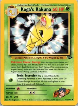 Pokemon TCG Kogas Kakuna 47/132 Gym Challenge LP - Image 1