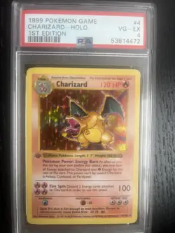 1999 POKEMON BASE SET SHADOWLESS 1ST EDITION #4 CHARIZARD-HOLO PSA 4 - Image 1