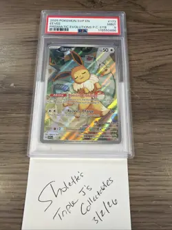 2025 POKEMON PRISMATIC EVOLUTIONS POKEMON CENTER ETB PROMO #173 EEVEE PSA 9 - Image 1