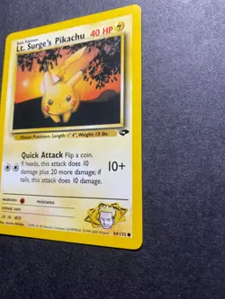 Lt. Surge's Pikachu 84/132 Gym Challenge Regular Pokemon TCG RARE - Image 3