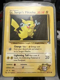 Lt. Surge's Pikachu 081/132 Gym Heroes Regular Pokemon Vintage - Image 1
