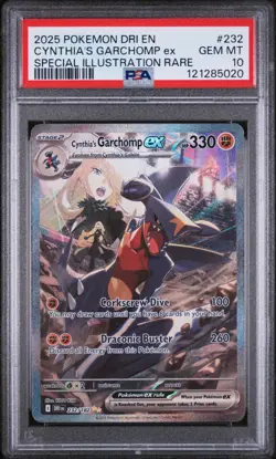 2025 POKEMON DRI EN-DESTINED RIVALS #232 CYNTHIA'S GARCHOMP EX PSA 10 - Image 1