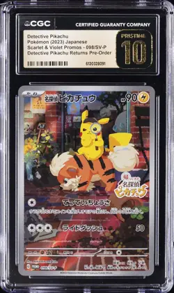 2023 POKEMON JPN #098/SV-P DETECTIVE PIKACHU CGC 10 PERFECT - Image 1