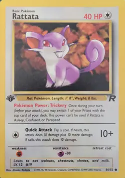 Rattata 66/82 1st Edition Team Rocket Pokemon Card WOTC Common LP Vintage - Image 1
