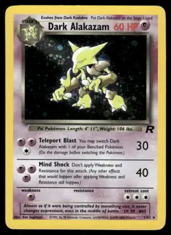 Pokemon Cards Dark Alakazam 1/82 Unlimited Holo Team Rocket Rare *eBay Live* - Image 1