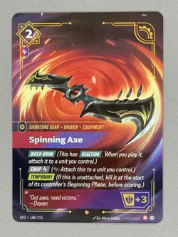 Spinning Axe 186/221 Riftbound Spiritforged TCG Epic Card NM Pack Fresh - Image 3