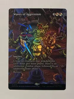 Magic Waves of Aggression Foil Borderless Teenage Mutant Ninja Turtles MTG - Image 1