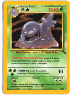 Muk 13/62 Holo Rare Fossil Pokemon - Image 1