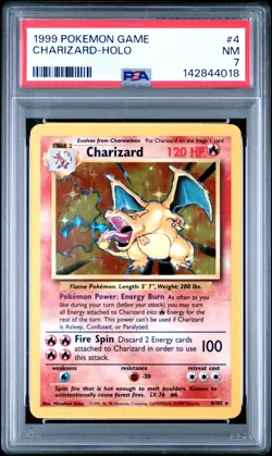 1999 Pokemon Game #4 Charizard-Holo PSA 7 - Image 1