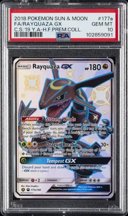 2018 POKEMON SUN & MOON CELESTIAL STORM #177A FULL ART/RAYQUAZA GX PSA 10 - Image 1