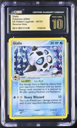 2004 Pokemon EX Hidden Legends Glalie Reverse Holo #34 CGC Pristine 10 POP 1 BL - Image 1