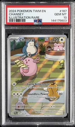 2024 POKEMON TWM EN-TWILIGHT MASQUERADE ILLUSTRATION RARE #187 CHANSEY PSA 10 - Image 1