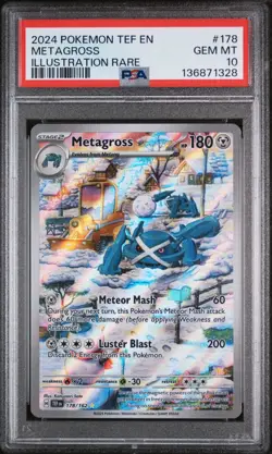 2024 POKEMON TEF EN-TEMPORAL FORCES ILLUSTRATION RARE #178 METAGROSS PSA 10 #178 - Image 1