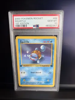 2000 Pokemon Team Rocket 1st Edition Squirtle #68 PSA 10 Gem Mint Fresh Grade - Image 1