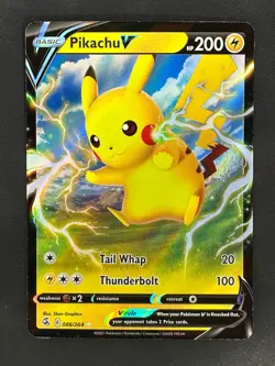 PIKACHU V 086/264 HOLO RARE V FUSION STRIKE POKEMON NM - Image 1