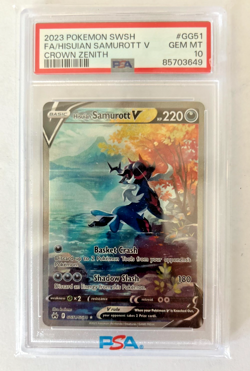 Pokemon TCG 2023 Sword & Shield Crown Zenith Hisuian Samurott V #GG51 PSA 10 - Image 1