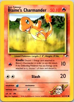 Pokemon TCG Blaine's Charmander Gym Heroes 61/132 Unlimited Common MP - Image 1