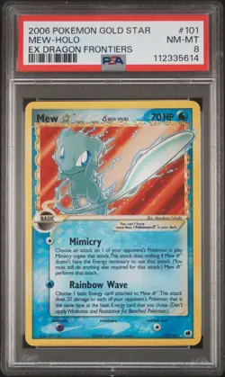 2006 POKEMON EX DRAGON FRONTIERS GOLD STAR #101 MEW-HOLO PSA 8 - Image 1
