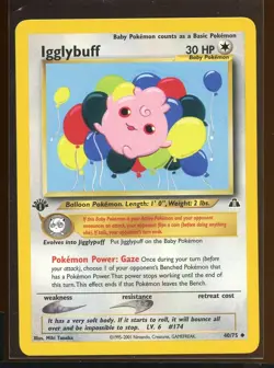 Igglybuff Uncommon 40/75 Ex/NM 1st Edition Neo Discovery Pokemon - Image 1
