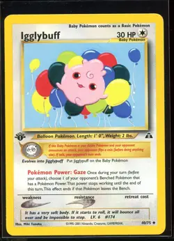 Igglybuff Uncommon 40/75 Ex/NM 1st Edition Neo Discovery Pokemon - Image 5