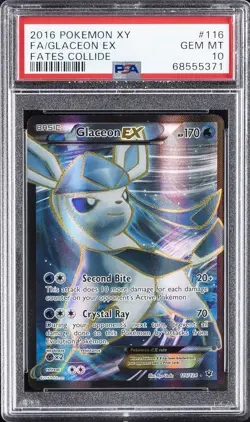 2016 POKEMON XY FATES COLLIDE #116 FULL ART/GLACEON EX PSA 10 - Image 1