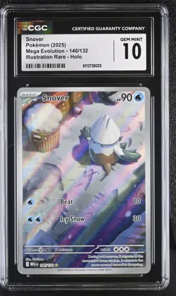 CGC 10 Snover 140/132 Illustration Rare Holo Mega Evolution Pokemon 2025 - Image 1