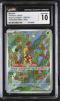 CGC 10 Shuckle 136/132 Illustration Rare Holo Mega Evolution Pokemon 2025 - Image 1